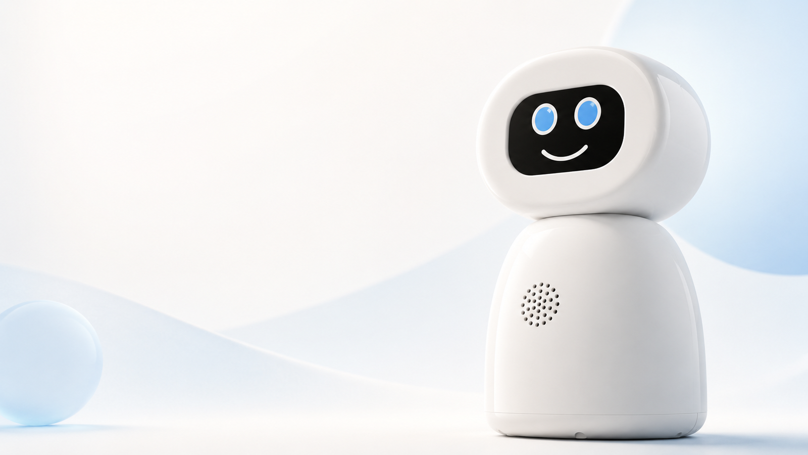 Lumii, a small companion robot with a smiling face